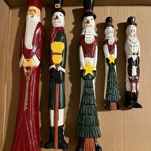 Festive Wooden Holiday Figurine Set - Red, Green, White